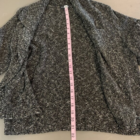 Eileen Fisher Womens M Cardigan Sweater Open Front Black Organic Cotton Linen - Picture 9 of 11